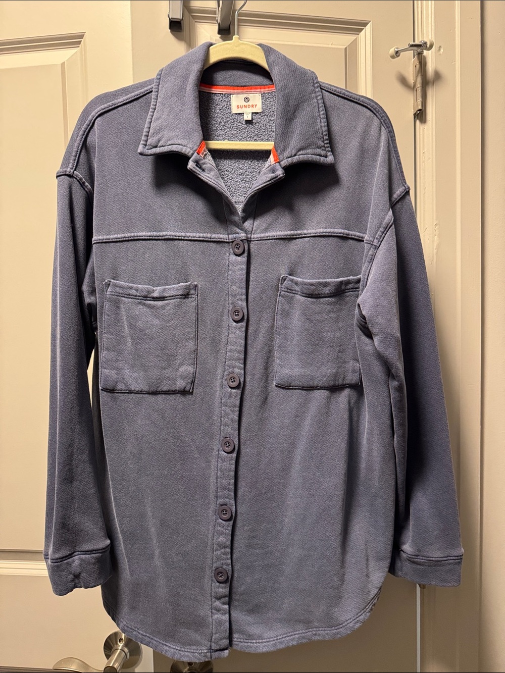Women’s Sundry Slate Blue Button-Front Shirt Jacket Size 1